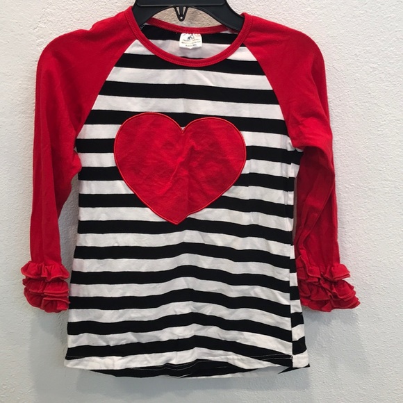 Girls three quarter length sleeves heart top - Picture 1 of 3